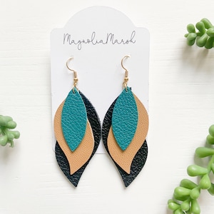 Coastal Carolina Earrings, Teal Gold & Black Earrings, Leather Earrings, CCU Chants Game Day Earrings, Jacksonville Jaguars Earrings