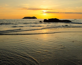 Costa Rica Sunset Photograph, Manual Antonio Beach Seascape, Custom Size Print
