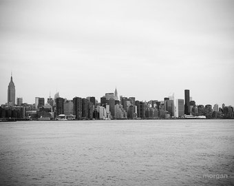 New York City Skyline Photography, NYC Skyline Photograph, New York City Urban Fine Art, New York Decor, Black and White New York City Decor
