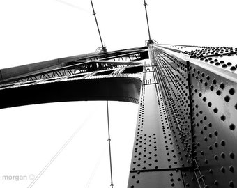 Vancouver Bridge Photograph, Black and White Bridge Photo, Travel Wall Art, Lions Gate Bridge, Stanley Park Bridge, Canada Decor, B&W Photo