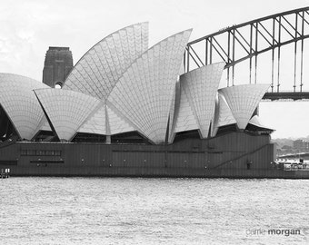 Sydney Opera House Photograph, Sydney Harbour Photography, Sydney Skyline, Australia Decor, Travel Decor, Travel Wall Art, Black and White