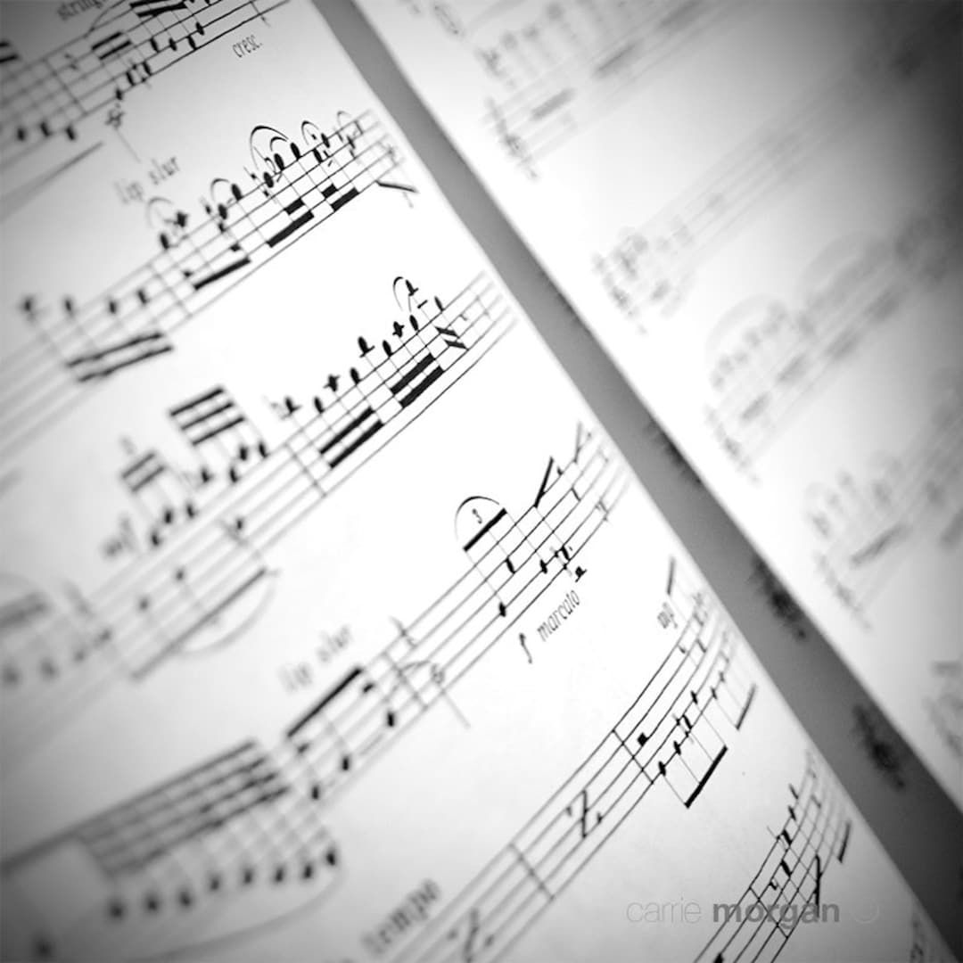 Black and White Music Wall Art Photography, Sheet Music Photograph