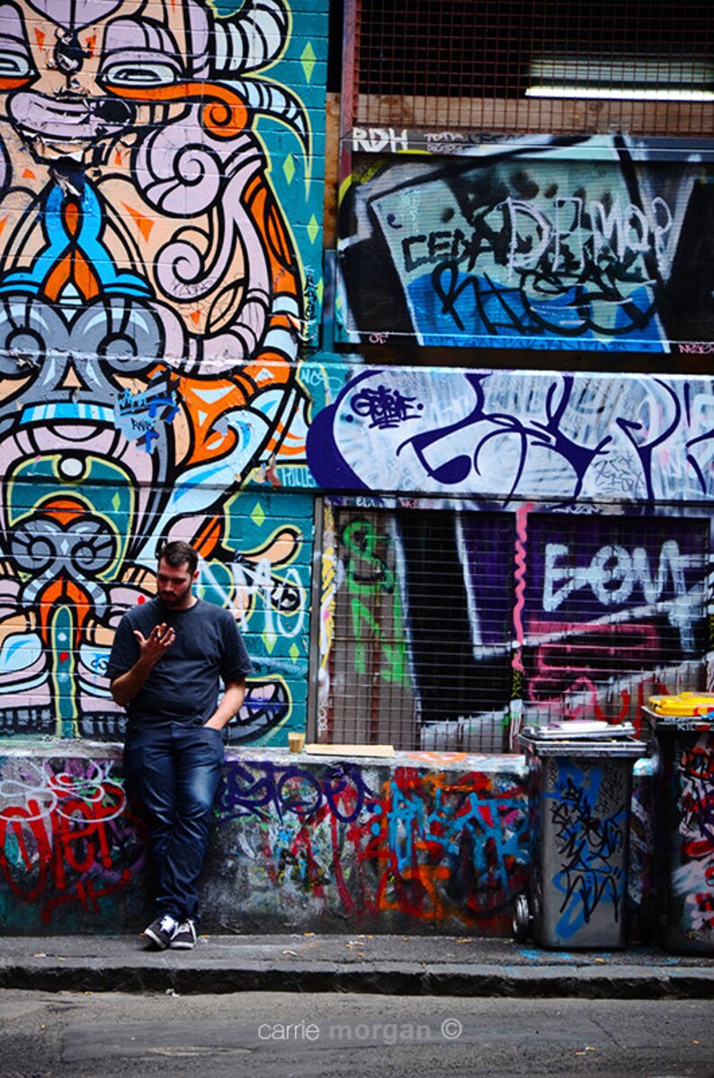 Melbourne Graffiti Art Photograph, Colorful Urban Cityscape image 1