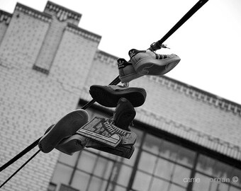 NYC Black and White Urban Photography, New York City Shoe Photograph, NYC Street Art Photo, B&W Fine Art Decor, Contemporary Home Decor