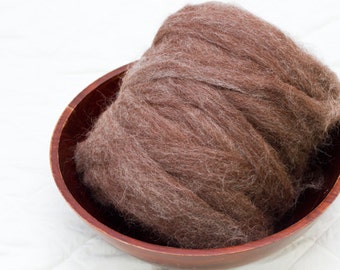 Natural Rose Grey Alpaca and Silk Roving