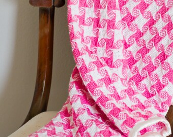 Hand-woven Pink Baby Blanket