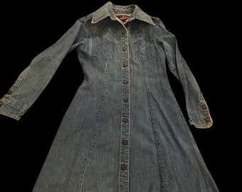 Super 1970’s vintage landlubber retro denim dress size small extra small