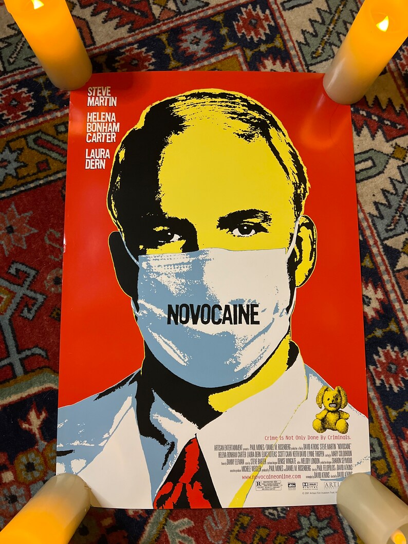 Original 2000s Novocaine vintage movie promo poster 20x13 1/2 horror Steve Martin image 1