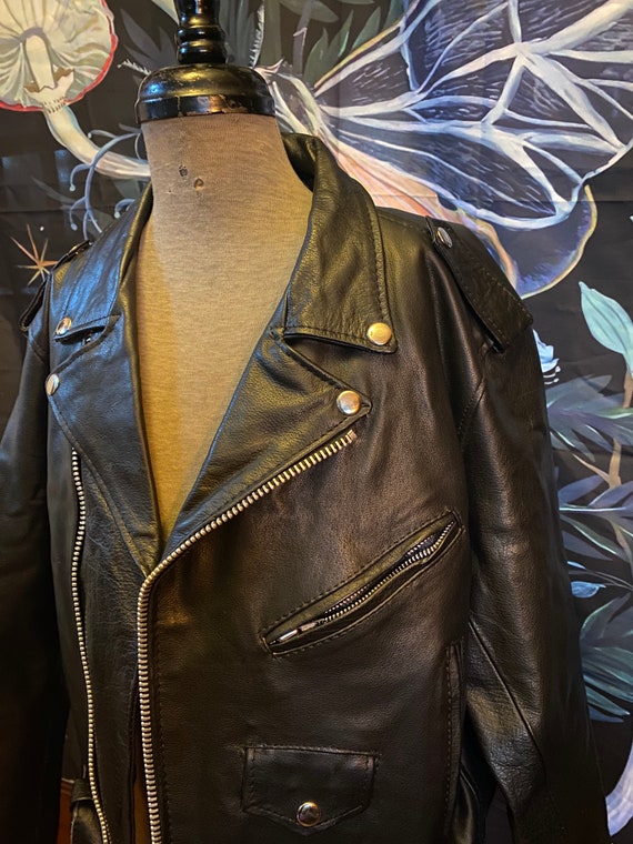 Timeless vintage Unik lined Real leather biker ja… - image 4