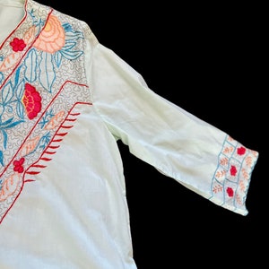 Stunning vintage 1970s Golden Bell bohemian festival embroidered kaftan dress fits an array of sizes free flowing image 3