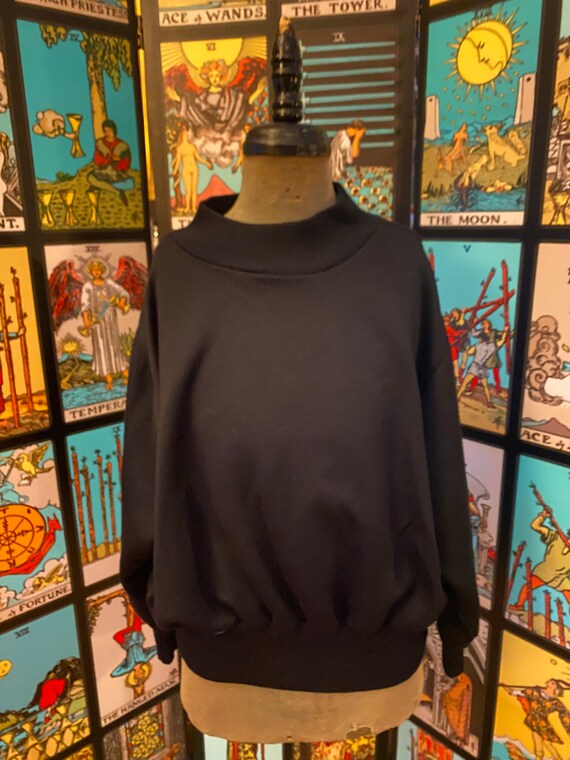 Stunning cowl neck black vintage batwing pullover… - image 1