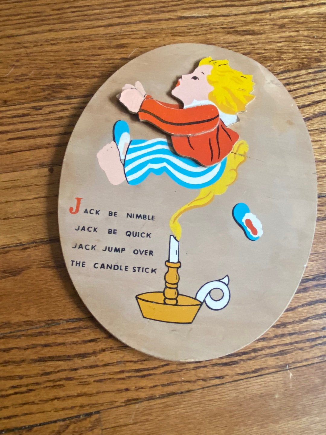 Awesome 1940s Nursery Jack Jumped Over the Candle Stick Wall Etsy