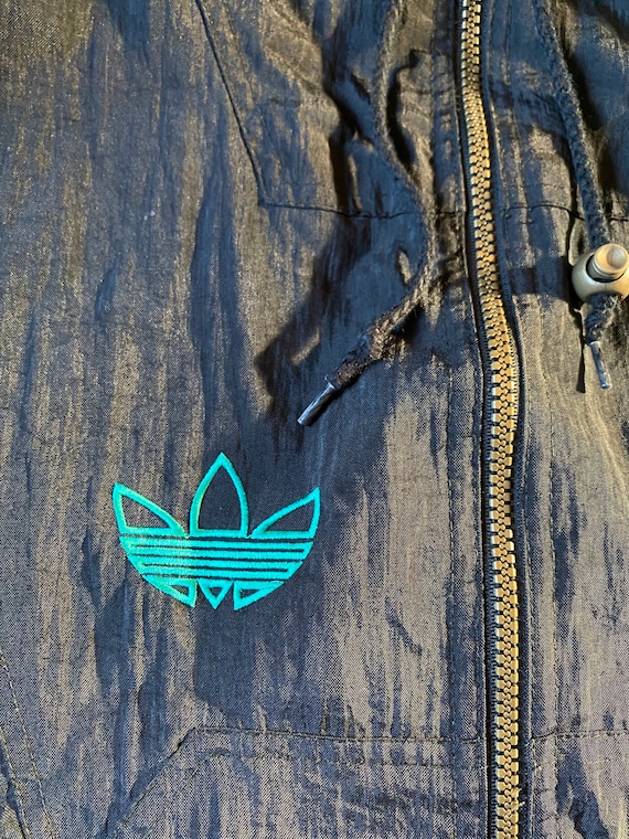 Epic vintage Adidas green and black lined hooded … - image 3