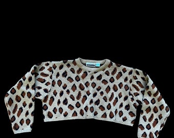 Epic vintage Contempo Casuals 1990’s leopard print cropped sweater one size