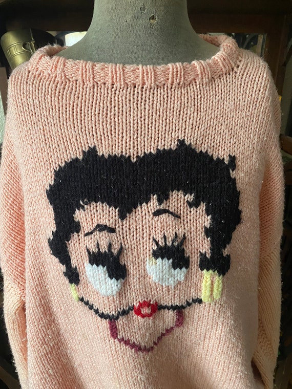 Awesome Vintage Hand Knit Betty Boop Sweater Size Small