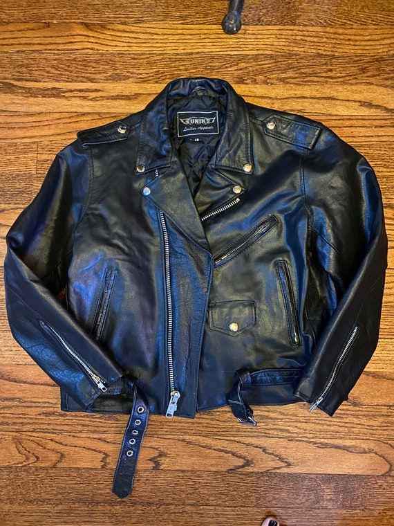 Timeless vintage Unik lined Real leather biker ja… - image 1