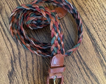 Vintage Woven Striped Preppy Belt with Leather and Brass Detailing Vintage Woven Striped Preppy Belt With Leather and Brass  main image 3