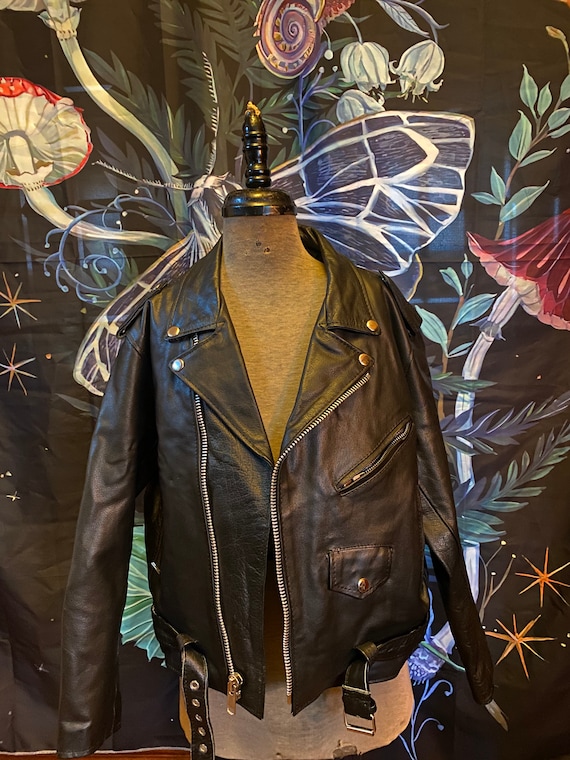 Timeless vintage Unik lined Real leather biker ja… - image 3