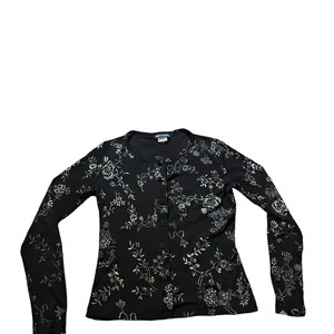 Lovely 90’s slinky slightly see through floral Pandora cardigan sweater size small medium