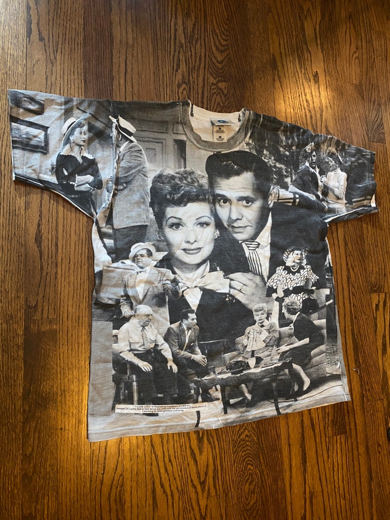 Epic vintage 90s all over print I Love Lucy shirt size xl image 6