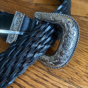 Epic vintage express woven black leather belt size medium