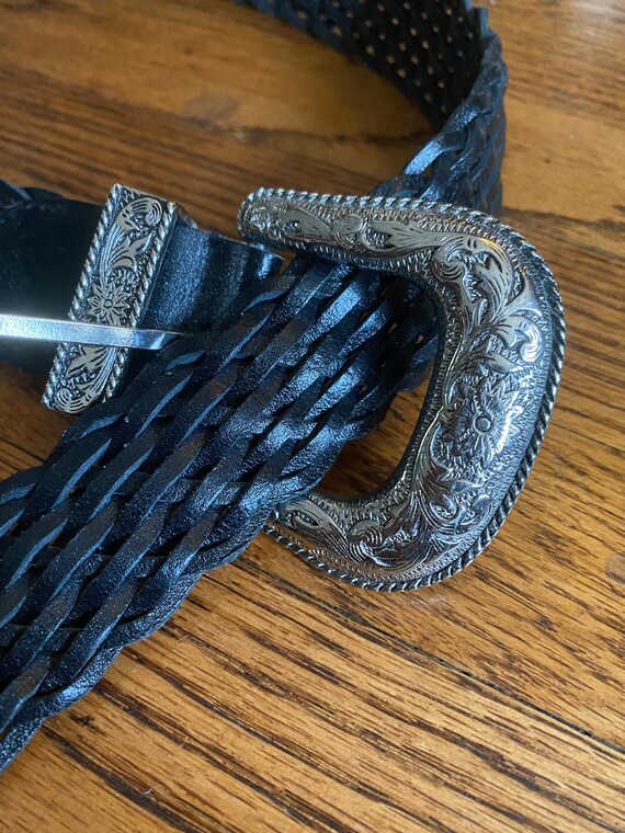 Epic vintage express woven black leather belt size