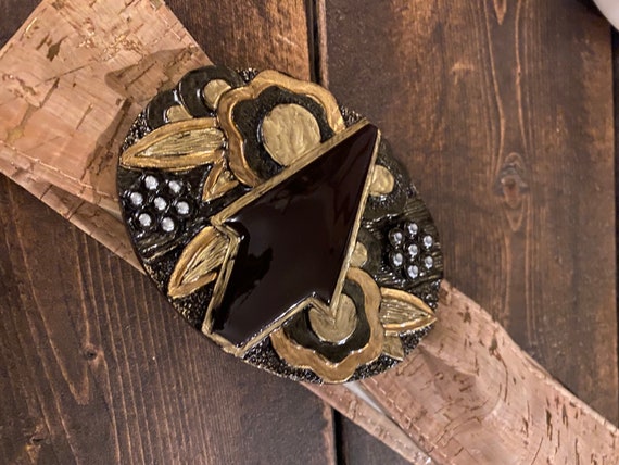 Stunning Unique Vintage Mixed Media Belt Made in West  display picture 3
