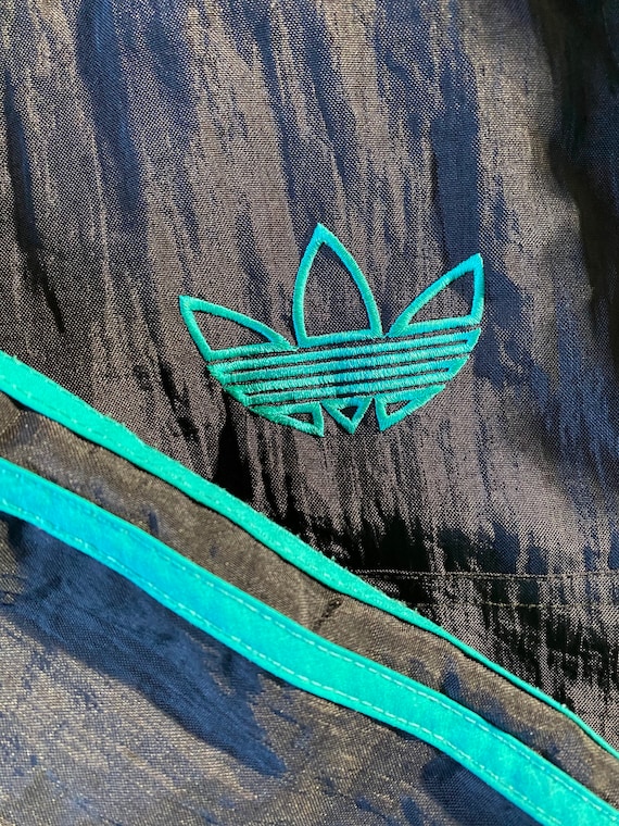 Epic vintage Adidas green and black lined hooded … - image 1