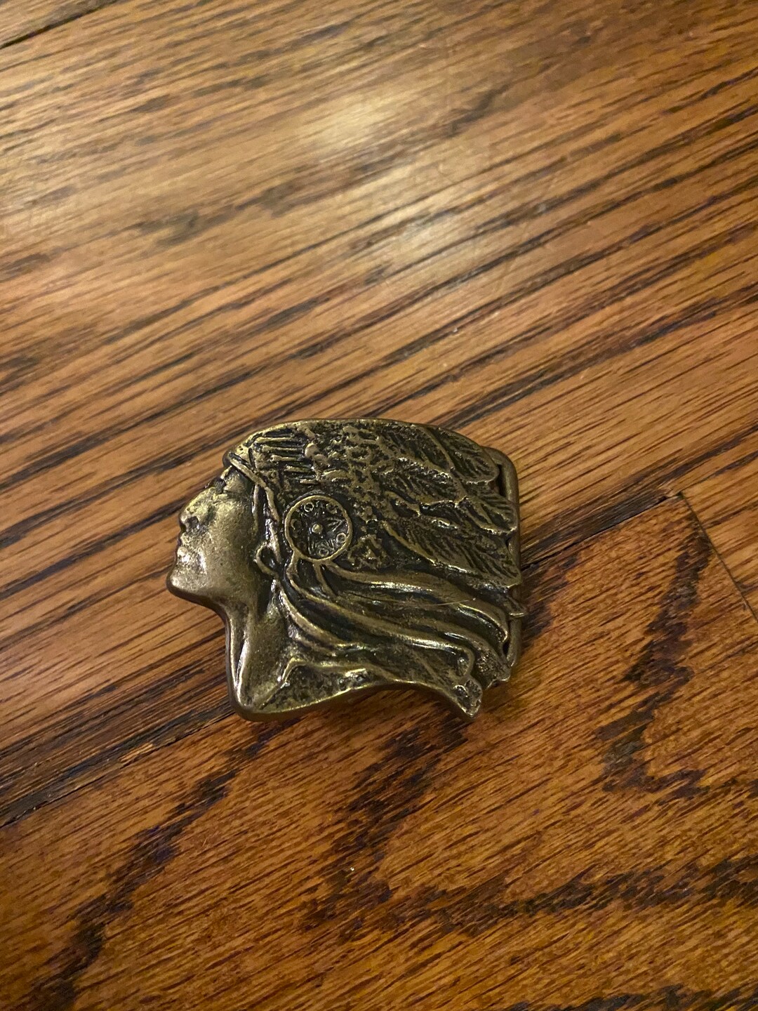 Stunning Small Vintage Brass Indian Head Belt Buckle Etsy
