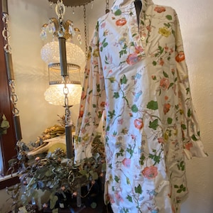 Rad  iconic 1970’s ANNE KLEIN light canvas floral mandarin collar dress vintage size 10