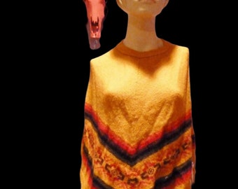 Amazing vintage ethnic southwestern poncho shawl small medium large one size fits most