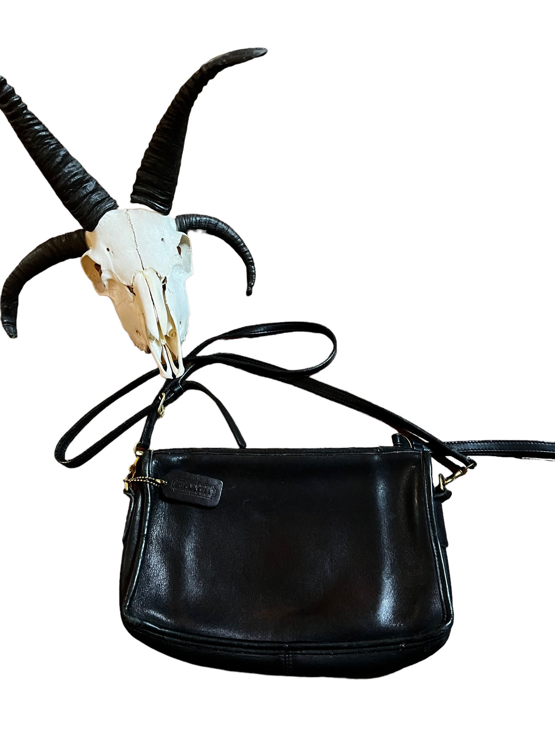 Coach C32-6351 Handbag Purse Small Black Monogram Shoulder Bag Purse  Leather | eBay