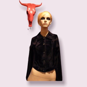 Rad 579 circa 1990  grunge black velvet  bomber style classic  jacket woman&#39;s size small medium
