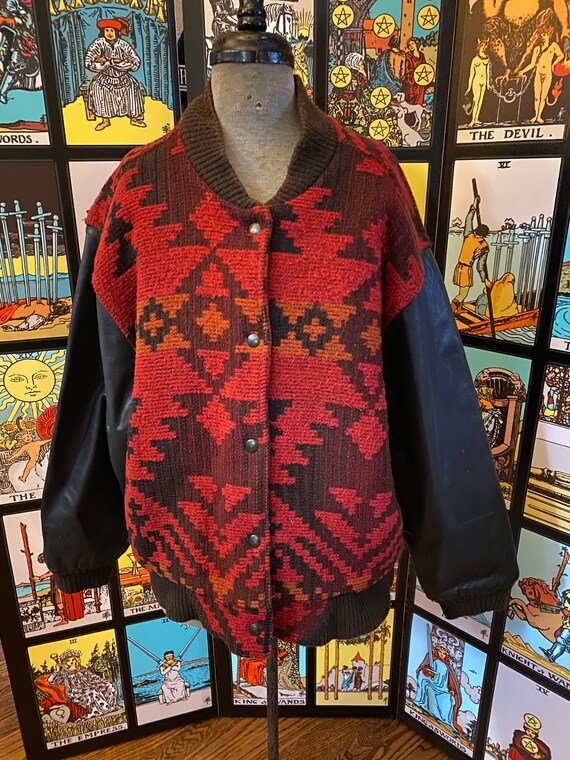 schott×Woolrich ウールレザージャケット ナバホ柄　サイズ38 ショット ライダースジャケット ナバホ柄 メンズ SIZE 38 SCHOTT 中古
