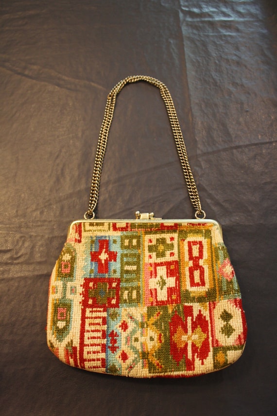 Vintage super elegant tapestry  circa 1950 clutch 