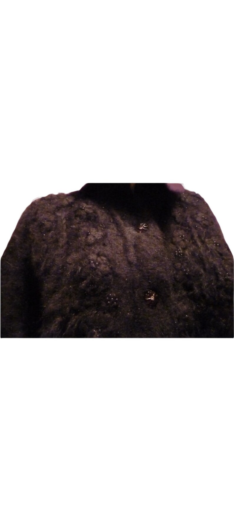SALE fantastic circa 1970 meets the 50s cashmere blend embellished sweater coat jacket size small medium largemall medium large image 4