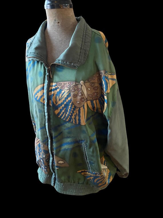 Epic vintage silk all over moth print windbreaker… - image 4