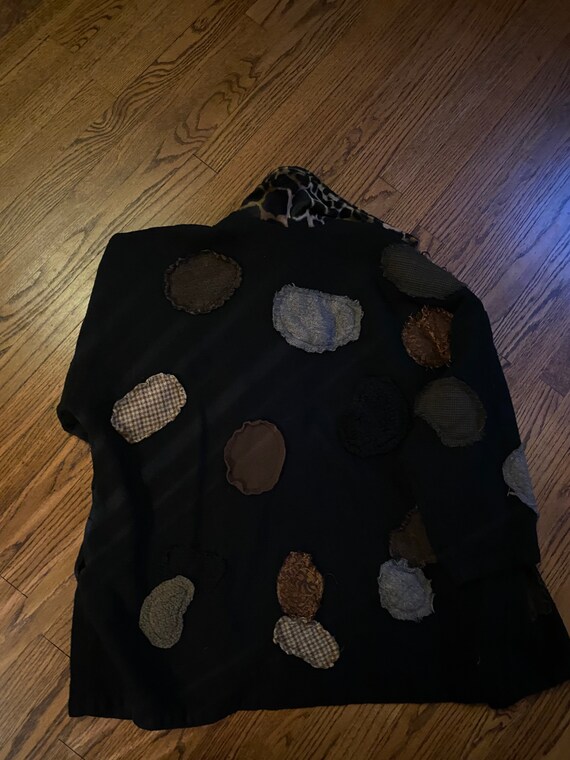 Funky vintage black patchwork oversized button up… - image 2