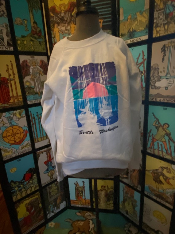 Vintage Seattle white crewneck sweatshirt size lar