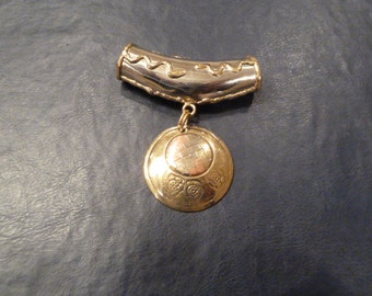 SALE beautiful bohemian mixed metal deadstock circa 1980 hand made in India gyspy large pendant