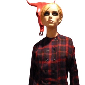 SALE stunning plaid fitted circa 1950 double breasted light wool jacket size small medium large