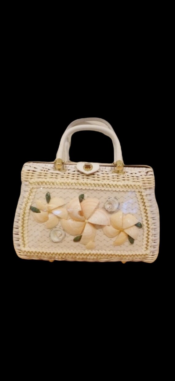 Beautiful circa 1980 woven  white wicker style  d… - image 1