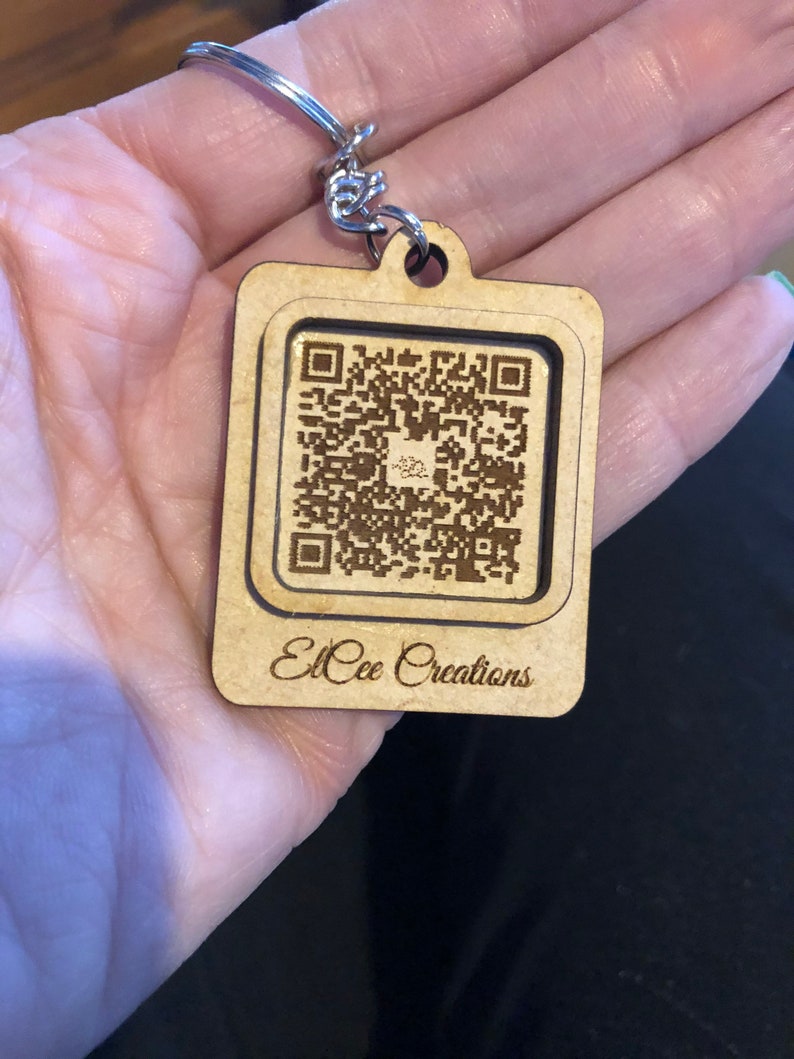 Wood QR Code Keychains Etsy