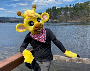 Yellow Giraffe Cute Mascot Fursuit Costume Mini Partial Party Toy OOAK