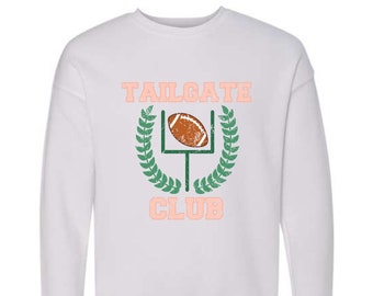 Tailgate Club Football Tee or Sweatshirt. Adult Sizing. Customizable School Spirit.