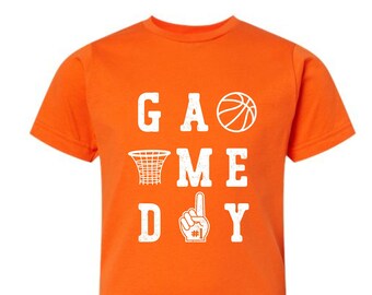 YOUTH + TODDLER Sizes Distressed Game Day Basketball Tee or Sweatshirt.  Customizable School Spirit.