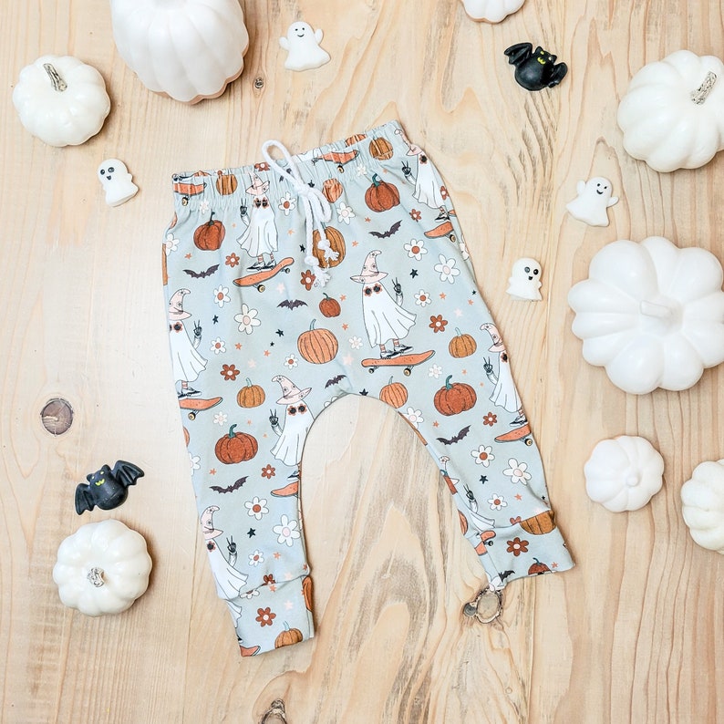 Spooky Ghost Skateboarder Halloween Joggers Baby Leggings Etsy