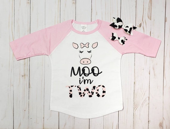 Moo I'm TWO Cow PINK Birthday Shirt 