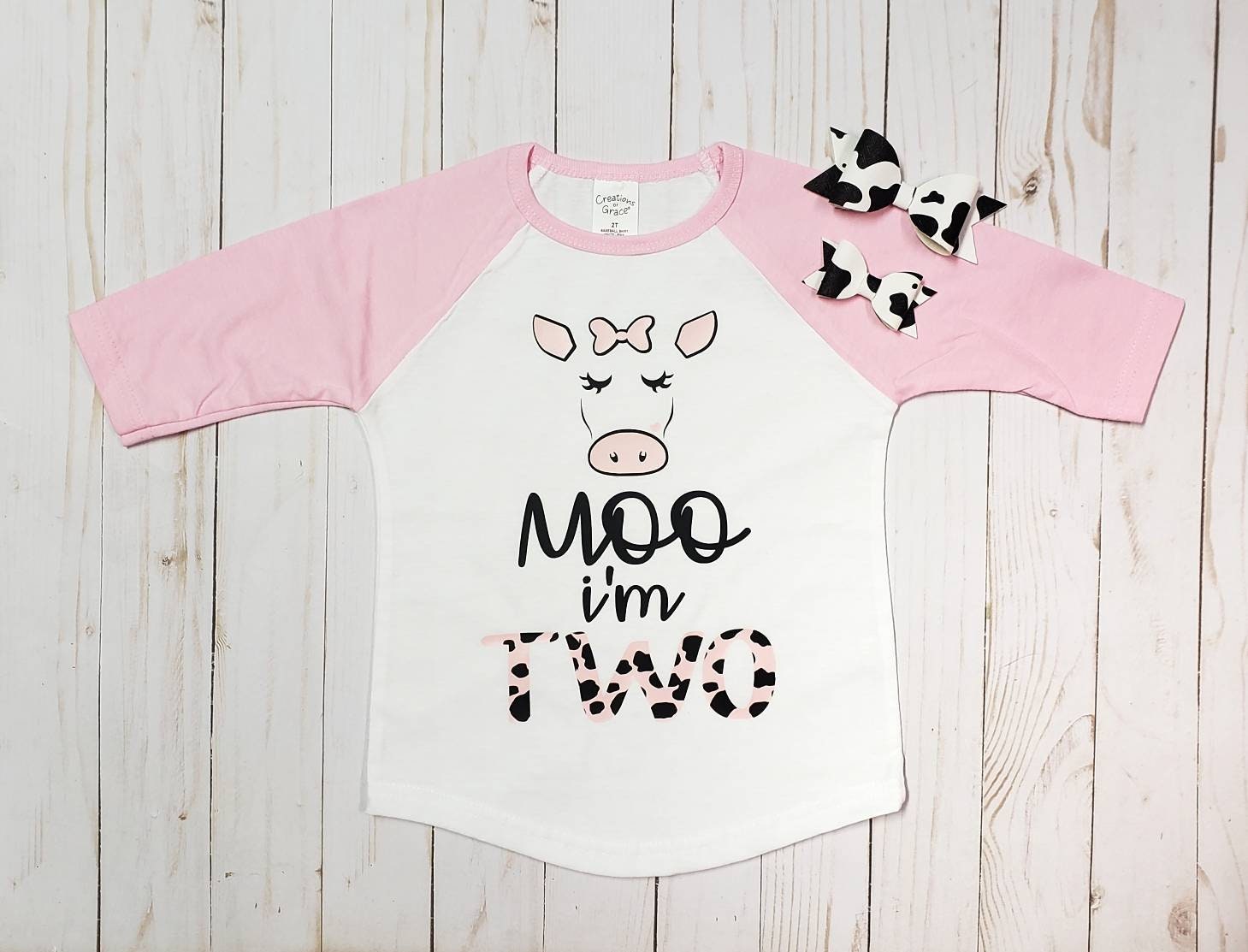 Moo I'm TWO cow PINK birthday shirt/Toddler Shirt