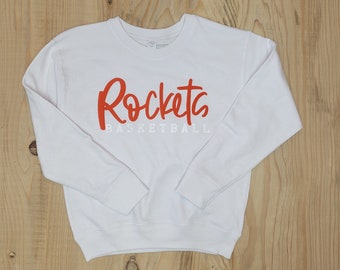 Kid's Custom Script Font School Name Hoodie or Sweatshirt. Puff Texture Sweatshirts. Toddler and Youth